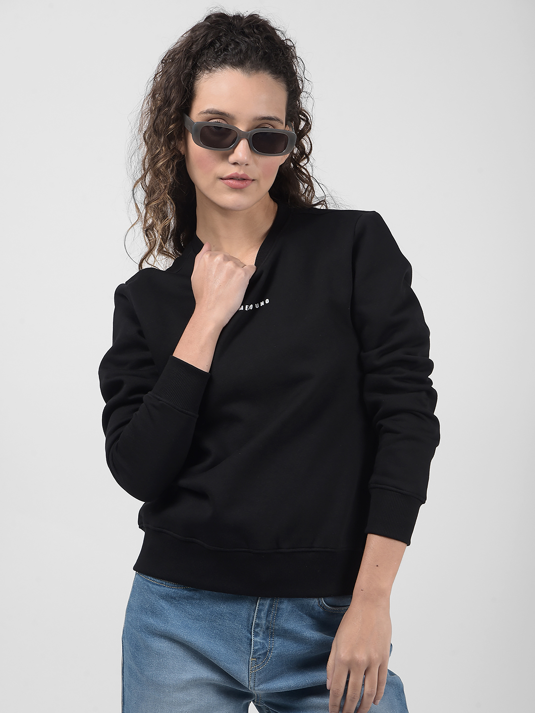 Numero Uno Women Black Solid Sweatshirt